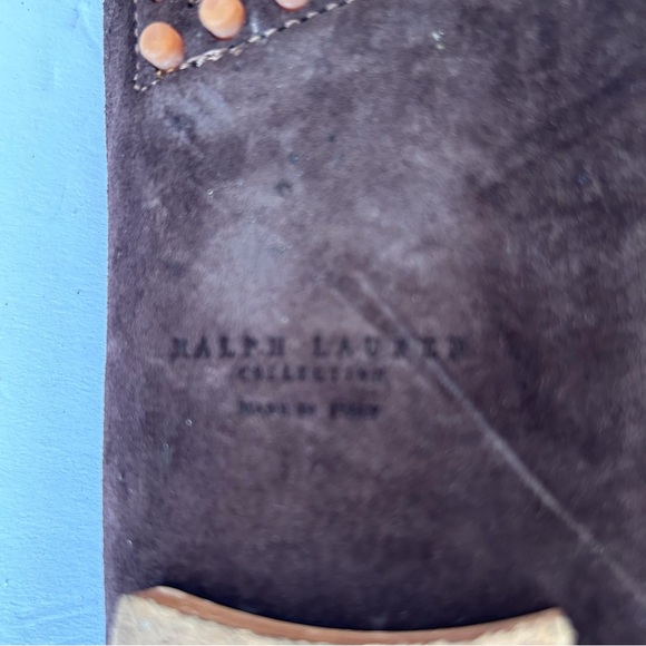 RALPH LAUREN PURPLE LABEL COCOA BROWN SUEDE DRIVING LOAFER MOCCASINS SIZ… - Picture 13 of 15